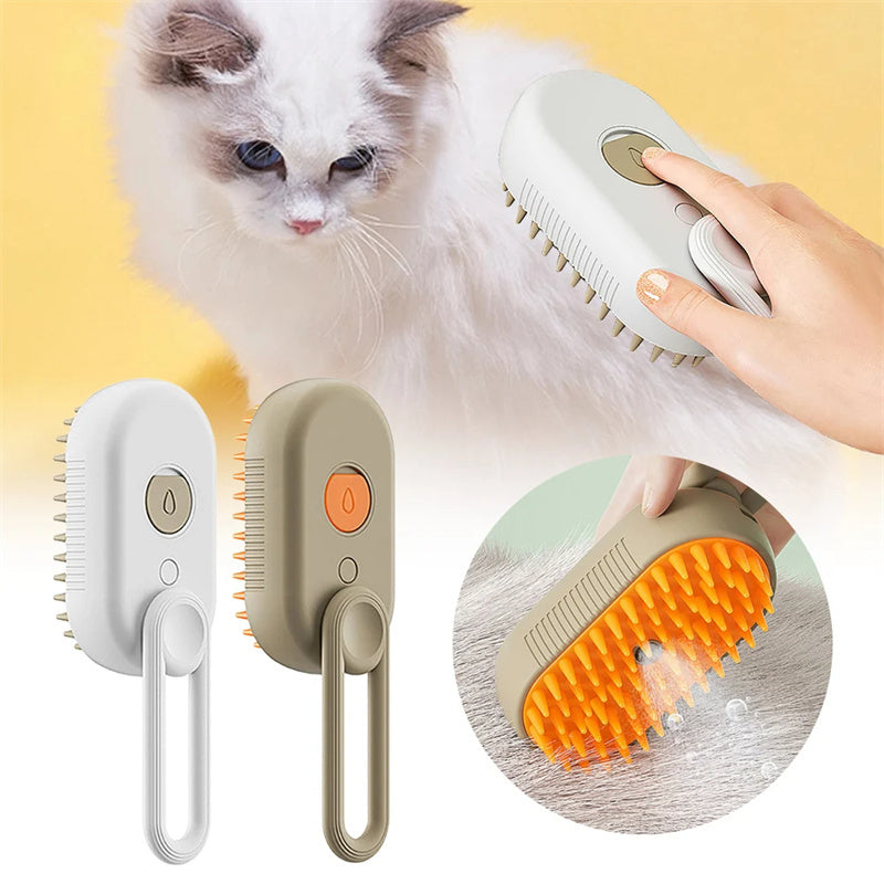 Steam brush for cats and dogs